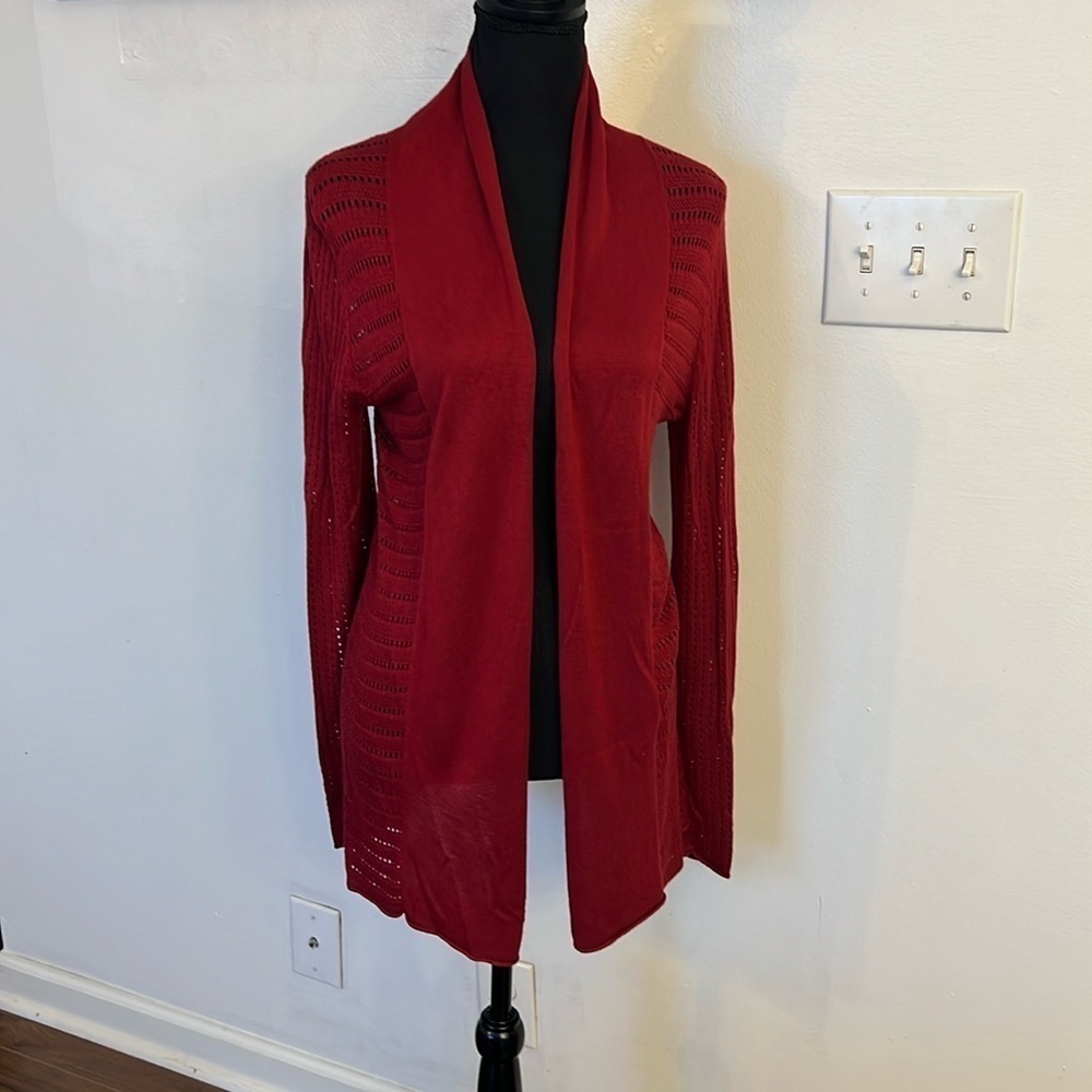 Cato Long Line Open Front Spandex Cardigan, Sz. M.